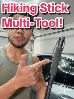 These Hiking Stick Multi-Tools have everything you need for an outdoor adventure! #outdoorgear #campinggear #Hiking #fishing #giftsforhim 