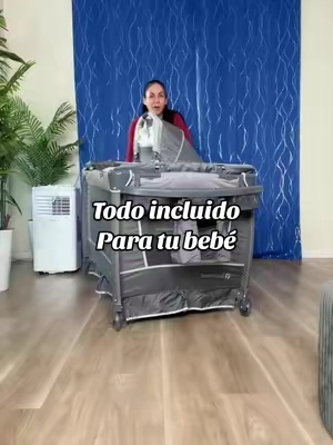 Todo incluido para tu bebé, cuna con colchón, cambiador, Moisés, corral y almacenamiento para pañales. #parabebes #babytrend #maternity #maternidad 
