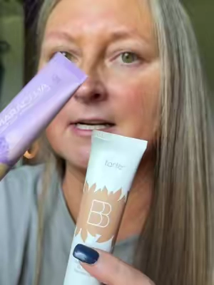 Showing both Tartes Bb Blur Tinted Moisturizer and Maracuja Tintef Hydrator so you know which ones right for you 💜 #tintedmoisturizer #makeupover40 #nomakeupmakeup 