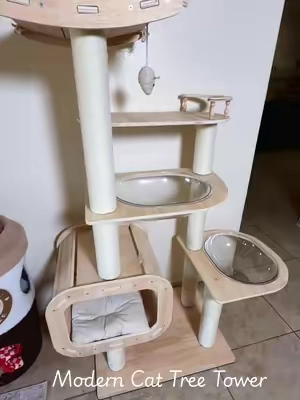 😻Finally back in stock - The ultimate luxury cat tower for your fur babies 🐾 Featuring solid wood tiers, a plush cozy bed, scratching posts, and a clear capsule perch!  #cattree #cattower #catcondo #tiktokshopcreatorpicks #catlover 