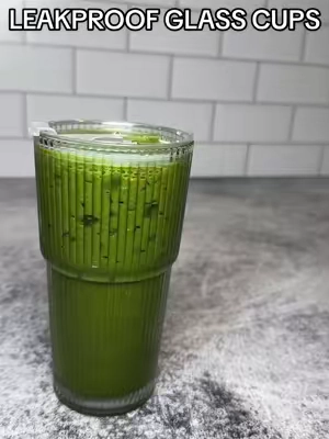 Replying to @dmir Here’s where I got my glass cups! #matcha #matchagirl #latte #glasscup #leakproof 