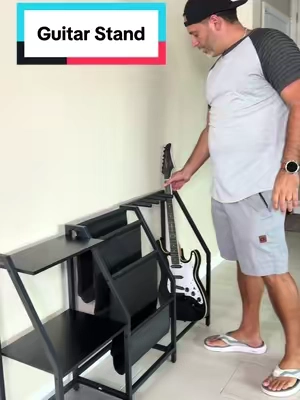 Great quality and plenty of storage for guitars and accessories! #guitarstand #guitarplayer #guitarist #guitartok 