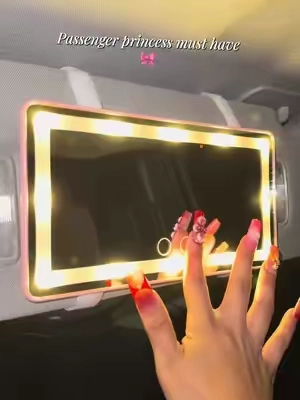 Pink vanity mirror ✨🪞🎀  #vanity #vanitymirror #carmirror #pink #girlythings 