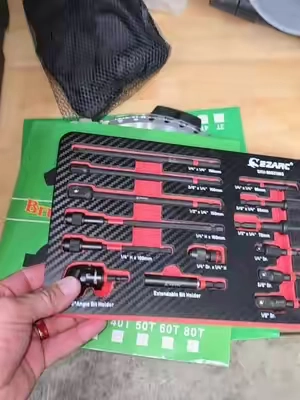Turn your drill or impact driver into a whole lot more with this 14-piece adapter set. You get 1/4", 3/8", and 1/2" socket adapters, magnetic extensions, swivel adapters, and a right-angle attachment for those tight spots that are usually a pain to reach. #SocketAdapterSet #ImpactDriverTools #DrillAccessories #MechanicTools #tiktokshopcreatorpicks 