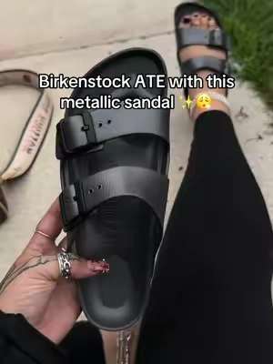 Birkenstock two strap adjustable metallic sandals @HSN, Inc 