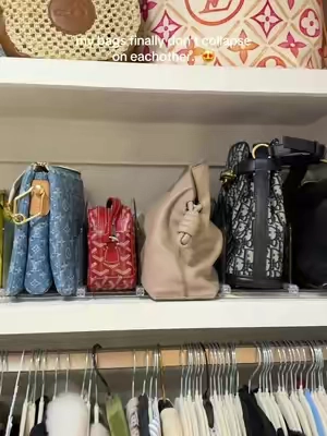 If your purses are constantly tipping over in your closet… you need this 😍 Keeps every bag upright, organized, and easy to grab. #TikTokShop #ClosetOrganization #PurseOrganization #OrganizationHacks #HomeFinds