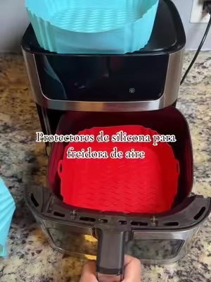 Protectores de silicona reutilizables para freidora de aire, fáciles de limpiar y perfectos para mantener la canasta limpia. 2 PCS Square Silicone Air Frye #FreidoraDeAire #AirFryer #AccesoriosDeCocina  #Silicone #airfryer 