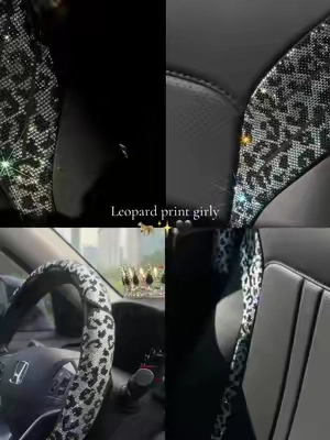 Love my bling seat covers 🐆🖤 #leopardprint #blingbling #carinterior #carseatcover #girlycaraccessories 