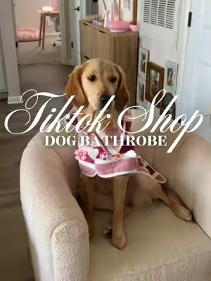 Dog bathrobe 🌸🤍💒🧘🏼‍♀️☁️#fyp #dogbathrobe #dogtowel #dogbath #doggrooming 