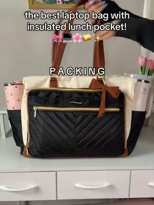 Insulated lunch pocket & fits a laptop! 🤩💻 Perfect for school/work/travel ✨ #lovevook #totebag #insulatedlunchbag #schoolbag #TikTokshopbacktoschool 