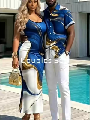 This matching couples set is giving vacation, date night, and luxury getaway all in one. The coordinated print makes both looks feel polished without trying too hard. Perfect for birthdays, baecations, cruises, resort dinners, or couple photos when you want the outfits to actually match without looking cheesy. ✨ #CouplesOutfit #MatchingCouple #CouplesFashion #Sohochic #VacationOutfit     
