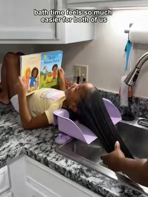 Without this shampoo basin, getting my toddler to tilt their head back felt impossible... now they just relax.  #toddlercare #momlife #bathtimehacks #childsafety #fyp