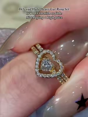 Delzzad Halo Heart Cut Ring Set It won't tarnish or fade Not Paying a high price#delzzad #moissanite #ring #moissanitering #heartring