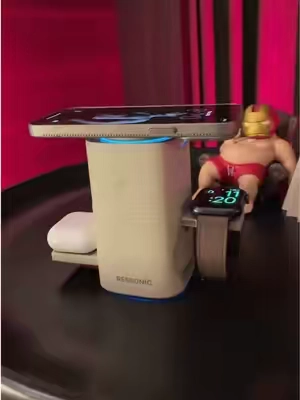 The aesthetic 3 in 1 charger from the future #nightstand #wirelesscharging #chargingstation #dealsforyoudays #TechGadgets 