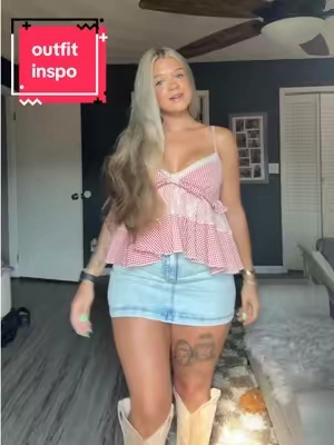 this whole outfit!!😍 the perfect country concert outfit🔥 #gingham #miniskirt #womensboots #countryconcert #outfitinspo 