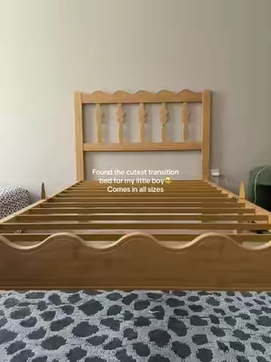 It feels super sturdy as well🥹  #MomsofTikTok #toddlerbed #kidsbedroom #momlife #bedframe 