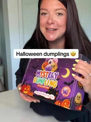 My kids are obsessed with these!! #halloween #spookyszn #mysterydumpling #dumplings #halloweendumplings 