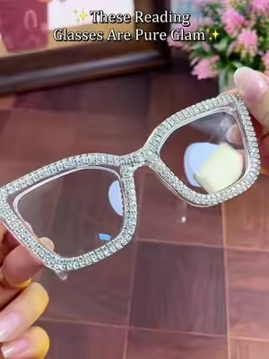 ✨Upgrade your everyday look with these gorgeous rhinestone reading glasses! They're stylish, comfortable, and add the perfect touch of sparkle while making reading easier. If you're ready to ditch boring readers, these glamorous frames are a must have. #ReadingGlasses #RhinestoneGlasses #TikTokShopFinds #GlassesStyle #FashionFinds