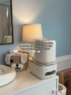 Mamas, don’t wait until your little  one is sick to wish you had this!  Canopy is RARELY on Sale! ✨🤍🫶🏻☁️ #canopy #airhumidifier #toddlermom #momfind #homefind 
