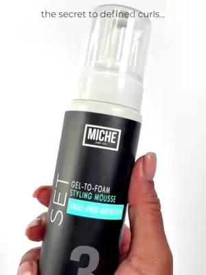 Defined curls, made simple✨️ ✔️Lightweight leave-in + styler all in one ✔️Medium, flexible hold that keeps curls defined ✔️Designed to work for all hair types One product with effortless definition Shop the SET Gel to Foam Styling Mousse here on TikTok Shop🛒 #michebeauty #haircare #curlyhair #hairroutine #curldefining 