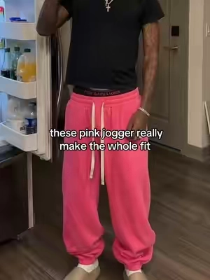 color carries everything here #sweatpants #pinkpants #joggers #fitcheck #fyp 