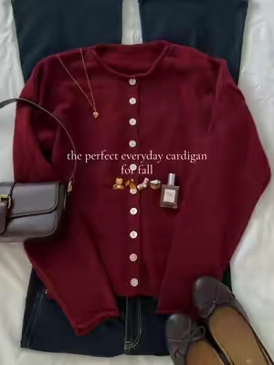 so chic 🍂 #cardigan #backtoschool #fallfashion #outfitideas #chic maroon cardigan affordable chic girly downtown girl
