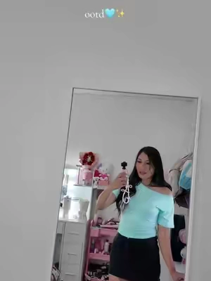 Linked the shirt  bc im obsessed with it 🩵 #offtheshoulder #tops #summertops #OOTD #outfit 