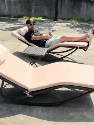 I love my new rocking chaise lounge chairs! So comfortable! And the set even comes with a side table. #tiktokshopcreatorpicks #backtoschool 