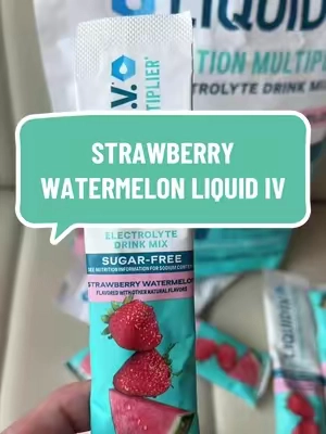 This strawberry watermelon liquid I.V. is sugar free and it sells out fast ☀️🍉 @Liquid I.V. #electrolytes #hydration 