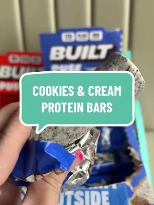 These cookies & cream protein bars are my favorite but they sell out fast 🔥 @Built Bar #proteinbar #builtbar 