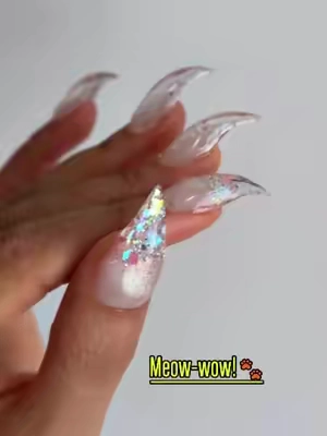Meow🐱 Adorable 3D cat claws | How will you style your cat-eye art?🎨💞 HL#nailinspo #nailtutorial #catnails #pressonnails #fyp 