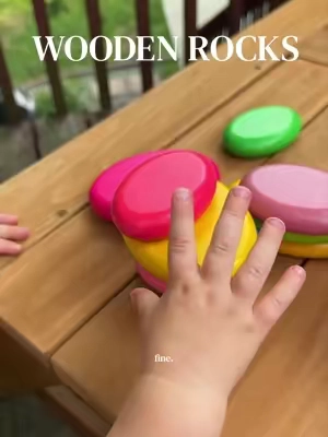 more imagination, more independent play, more creativity. if you're looking for a montessori approach to your toddlers toys these open ended play style wooden rocks are such a hit! @Lets Make #montessori #montessoritoddler #woodentoys #openendedplay 