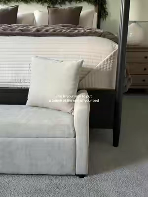 I have the beige color and it's finally back in stock 🤍 #bench #bedroom @Hulala Home 