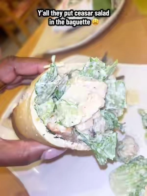 Okayyy Panera, I love a ceasar salad but now whew in a baguette 😩 They have this Mix & Match special where you can get this AND another item for $4.99 each lol. I love a Caesar salad!!! #ceasarsalad #panera 