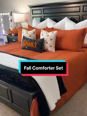The perfect color for fall! 🍂✨🧡 #fallbedding #bedding #falldecor #halloweenpillow #beddingset