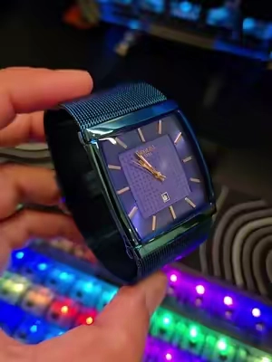 NIBOSI square watch with a sleek deep blue stainless steel design, slim mesh band, quartz movement, and date display. Modern men’s watch for office, casual, and everyday style with a sophisticated minimalist look. #menwatch #reloj #relojparahombres #wristwatch #menaccessories 