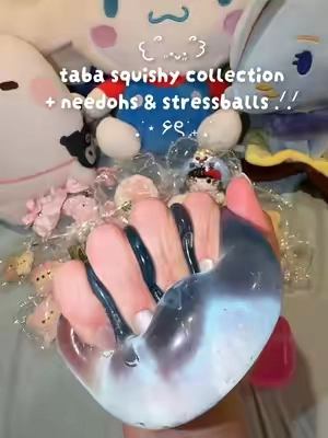 guess how much i spent on all of these 😸✌️ i had more too but i gave them away as gifts hehe╰(*´︶`*)╯♡ 🤍🤍#tabasquishy #squishy #stressball #asmr #squishycollection 