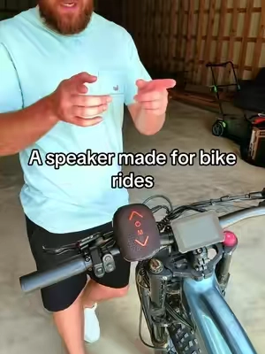 Mounts right to the handlebars, gets plenty loud, and you can control the music right from the speaker. The listing also says up to 10 hours of playback and IPX5 water resistance. #bikespeaker #ebikeaccessories #cyclinggear #bluetoothspeaker #bikeaccessories