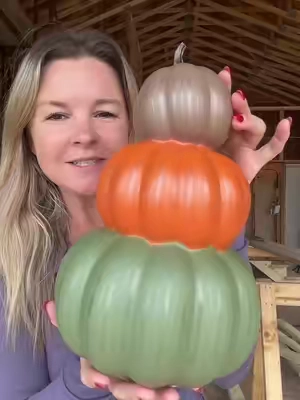 Starry night pumpkin stack from QVC.      #falldecor #pumpkins 