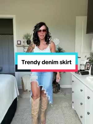 This skirt is the definition of western chic meets everyday style. 🤎 A black crop top, leopard belt, and taupe boots instantly elevate the whole outfit. It’s one of those pieces you’ll reach for over and over because it works for concerts, date nights, brunch, and everything in between. #denimskirts #jeanskirt #tiktokshopsummersale #westernstyle 