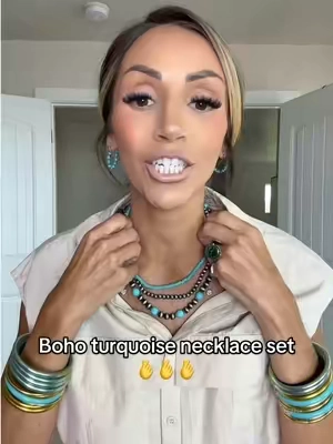 Boho style turquoise necklaces 🤌 These are so pretty 😍 they are so inexpensive especially for a 3 pc. Love 💕 