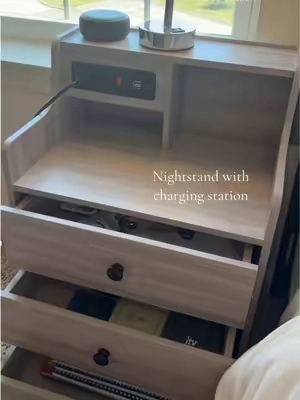 Nothing like charging your devices right next to your bed 💕 #nightstand #homefinds 