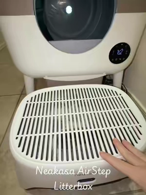 Litterbox Room Setup Must have is this Neakasa AirStep - it catches all the litter like a litter mat would, deodorizes the litter box room, and functions as a litter box step to help your cat get in and out of the box!  #catlover #litterboxhack #neakasa #litterboxstep #tiktokshopcreatorpicks  