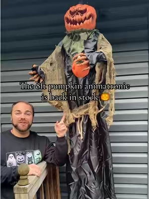 I can’t wait to see him at night, I’m going to add a flood light to really brighten him up! They have a TON of different animatronics available, click the link to check them out 🎃 #hallowee #spookyseason #halloweendecor #animatronics #viral 
