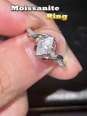 Marquise-cut moissanite ring They shine brighter than diamonds.#moissanitejewelry #delzzad #unisexjewelry #2026trend #sparkleandshine #giftguide #TikTokshopbacktoschool #moissanite #moissanitering #marquise #marquisediamond
