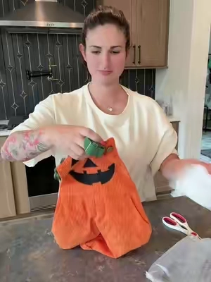 The cutest little Halloween overalls for a baby  #babyclothes #HalloweenOutfit #TikTokShopCreatorPicks 