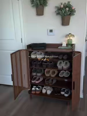 such a cute and elevated way to store shoes 🤎✨🍂 #shoecabinet #storage #storagehacks #shoestorage #Home 
