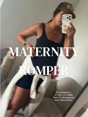@Momanda.Official square neck maternity romper the romper you’ll always be comfortable in! Have this in a Large and a medium! Just switched to the L as I’m 33 weeks pregnant! #maternityfashion #momanda #pregnancyclothing #tiktokshopcrreatorpicks #pregnancytok