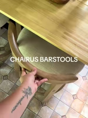 our little breakfast nook is now complete 🧇✨  #barstools #kitchendesign #cozyhome #kitchenbarstools #chairusfurniture 