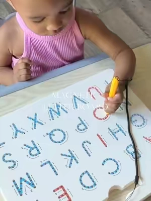 This is definitely one of those toys that stops my toddler in her tracks and keeps her engaged for quite some time while she’s actually learning at the same time. Besides, you don’t have to wait until preschool to introduce these skills because they may actually surprise you. ☺️ @Joycat Toys #JOYCAT #summerwin #montessoritoy #magneticletterboard #preschoolactivities 